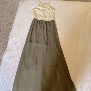 Sage Green & Cream Maxi Dress